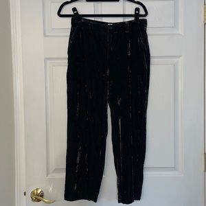 Cropped Navy Velvet Pants